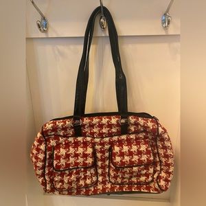 Vera Bradley Red & White Houndstooth Weekend Bag Purse Limited Edition